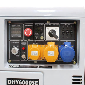 Hyundai 5.2kW / 6.5kVA* Diesel Generator, 3000rpm, 230v Single Phase Output, Silenced Standby Genset | DHY6000SE