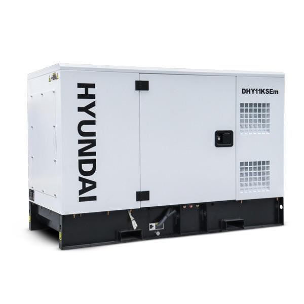 Hyundai 11kW / 13.75kVA* Single Phase, 230v Diesel Generator, 1500rpm Water-cooled Slow Running Genset, Silenced Canopy | DHY11KSEm