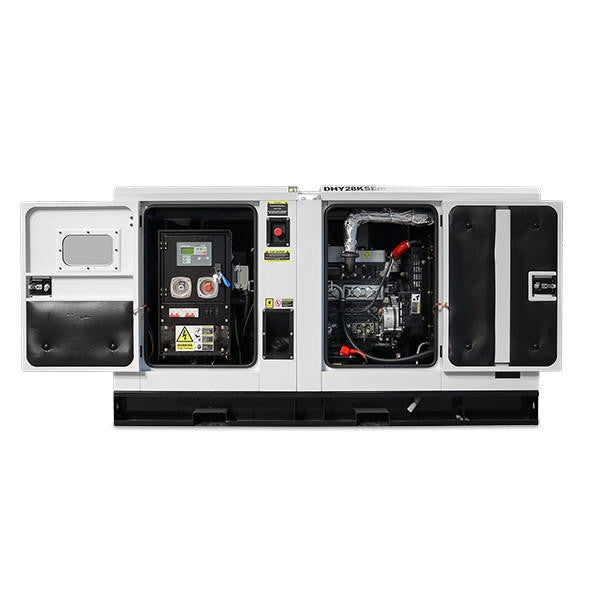Hyundai 28kW / 35kVA* Single Phase, 230v Diesel Generator, 1500rpm Water-cooled Slow Running Genset, Silenced Canopy | DHY28KSEm