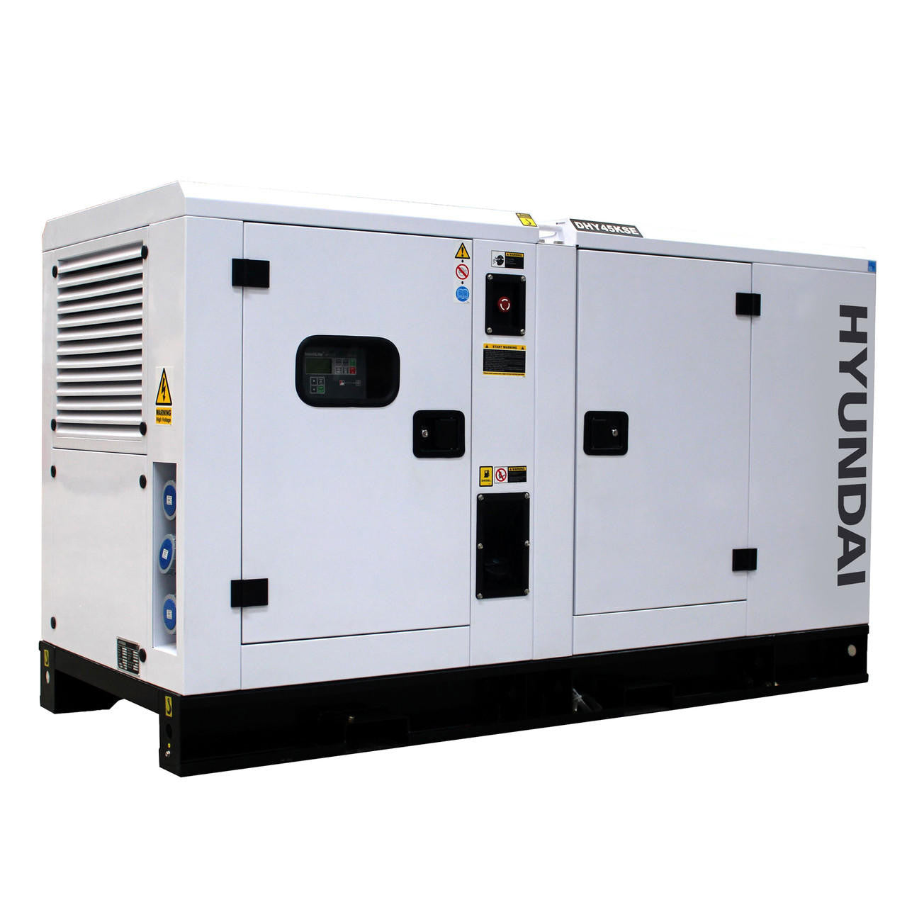 Hyundai 35kW / 45kVA Three Phase 400v / 230v Diesel Generator, 1500rpm Water-cooled Slow Runnning Genset,Silenced Canopy | DHY45KSE