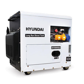 Hyundai 5.8kW / 7.5kVA* Silenced Diesel Generator, 3000rpm, Long Running Standby, 230v Single Phase Output | DHY8000SELR