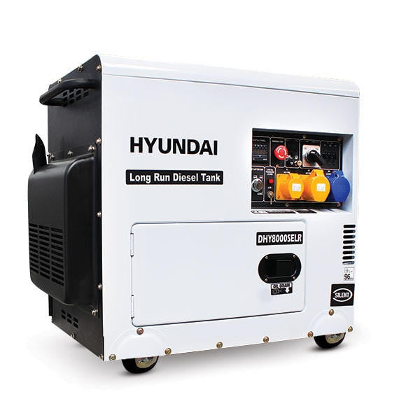 Hyundai 5.8kW / 7.5kVA* Silenced Diesel Generator, 3000rpm, Long Running Standby, 230v Single Phase Output | DHY8000SELR