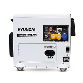 Hyundai 5.8kW / 7.5kVA* Silenced Diesel Generator, 3000rpm, Long Running Standby, 230v Single Phase Output | DHY8000SELR