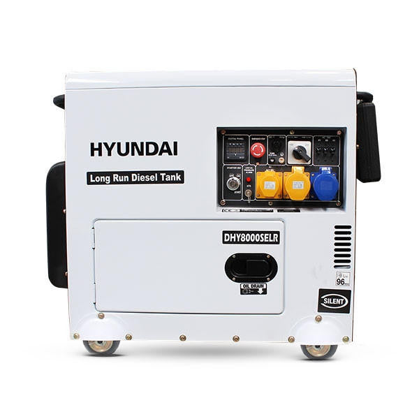 Hyundai 5.8kW / 7.5kVA* Silenced Diesel Generator, 3000rpm, Long Running Standby, 230v Single Phase Output | DHY8000SELR