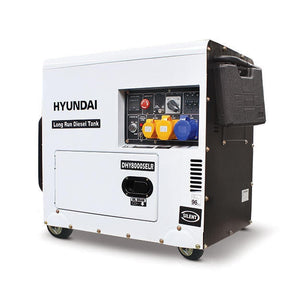 Hyundai 5.8kW / 7.5kVA* Silenced Diesel Generator, 3000rpm, Long Running Standby, 230v Single Phase Output | DHY8000SELR
