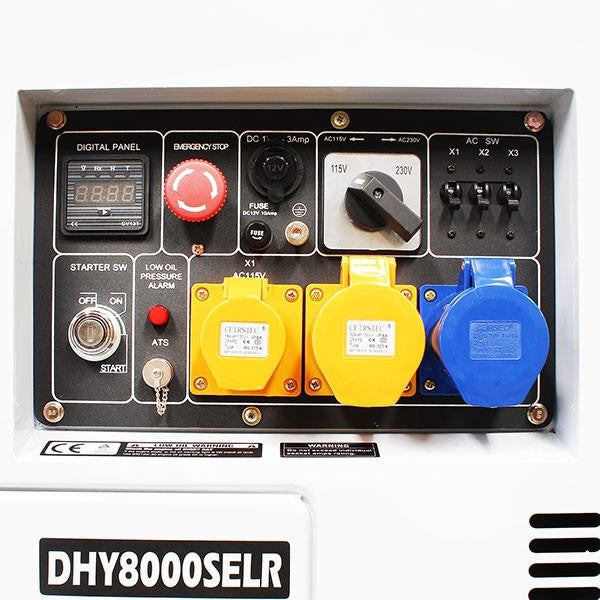 Hyundai 5.8kW / 7.5kVA* Silenced Diesel Generator, 3000rpm, Long Running Standby, 230v Single Phase Output | DHY8000SELR