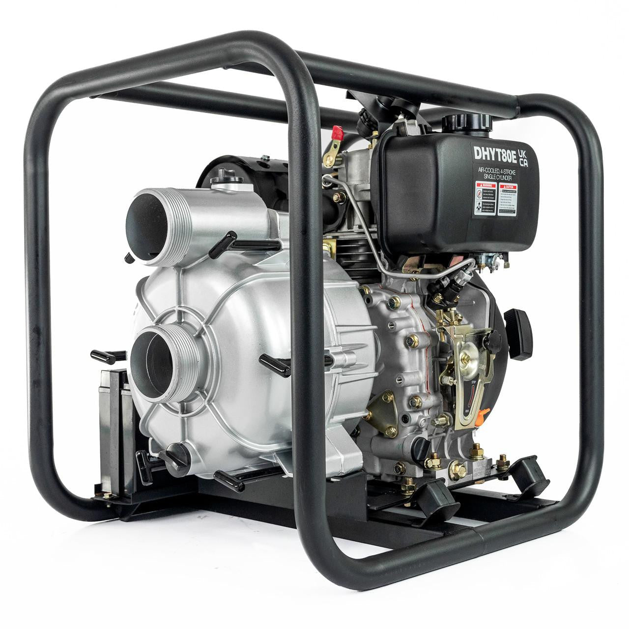 Hyundai 80mm 3" Electric Start Open Frame Diesel Trash Water Pump, 25m Total Head, 6m Lift, 880min Flow Rate, 6hp, 296cc | DHYT80E