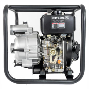 Hyundai 80mm 3" Electric Start Open Frame Diesel Trash Water Pump, 25m Total Head, 6m Lift, 880min Flow Rate, 6hp, 296cc | DHYT80E