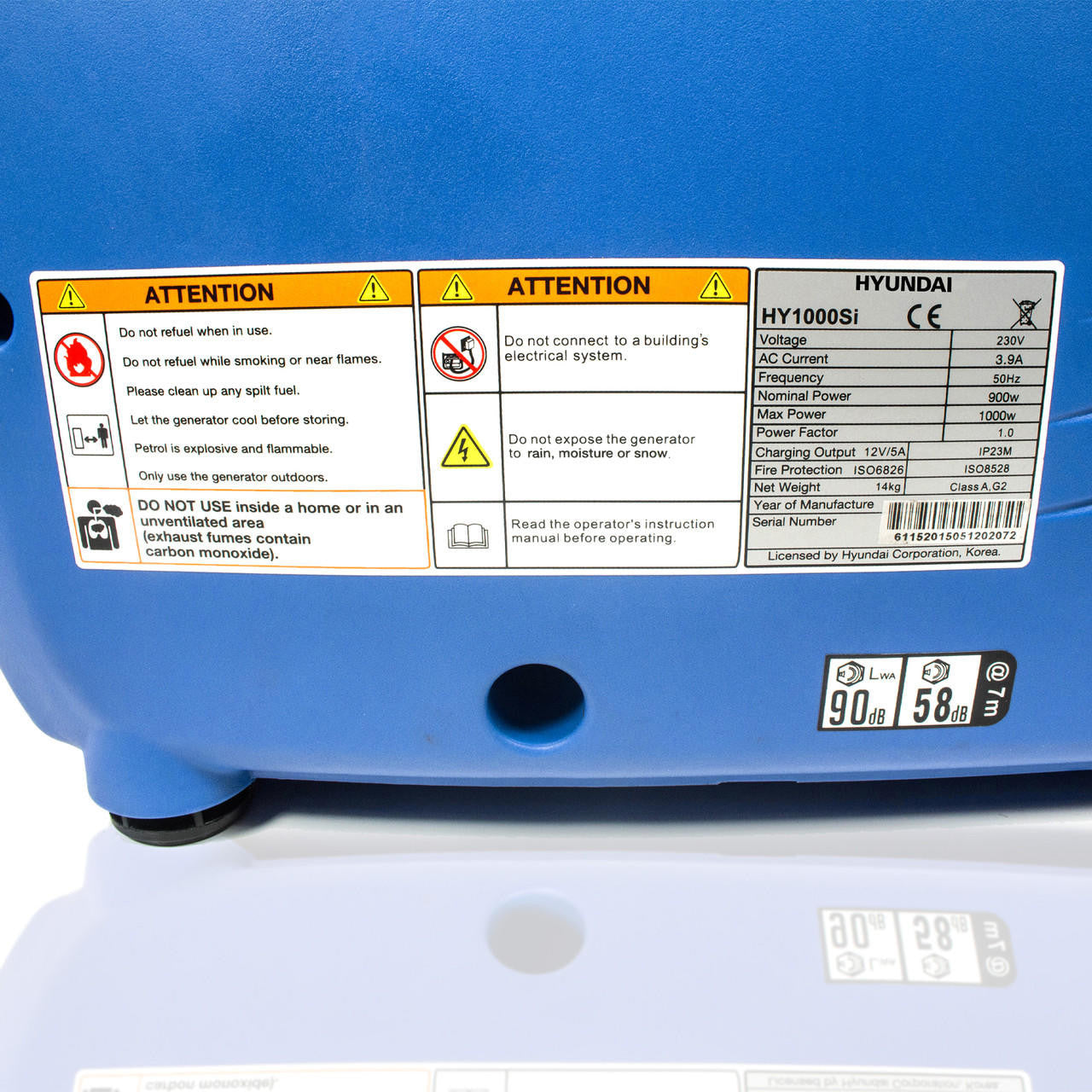 Hyundai 1000W / 1kW Petrol Inverter Generator, Pure Sine Wave Output, Portable, Lightweight & Style, Low Noise | HY1000Si