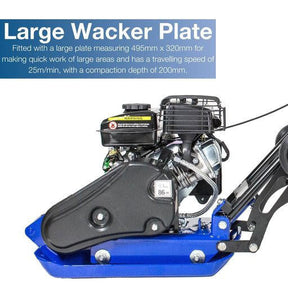 Hyundai 50kg, 32cm, 78.5cc Petrol Plate Compactor,Wheel Kit and Paving Pad | HYCP5030