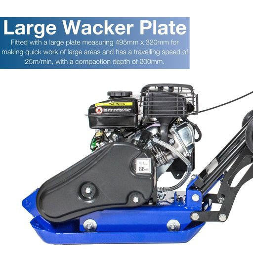 Hyundai 50kg, 32cm, 78.5cc Petrol Plate Compactor,Wheel Kit and Paving Pad | HYCP5030