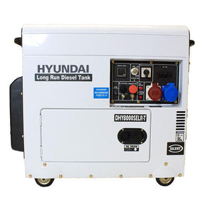 Hyundai 5.8kW / 7.5kVA* Diesel Generator, Multi-phase 230v & 400v, Max Power Three Phase / Single Phase, Long Run Tank | DHY8000SELR-T