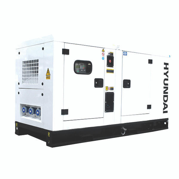 Hyundai 52.8kW / 60kVA* Three Phase, 400v / 230v Diesel Generator, 1500rpm Water-cooled Slow Running Genset, Silenced Canopy| DHY65KSE