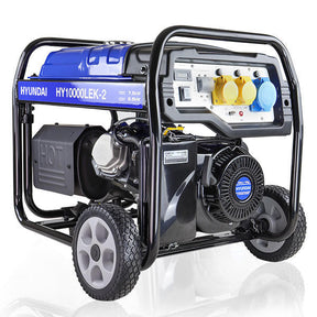 Hyundai 8kW / 10kVA* Petrol Open Frame Site Generator, Recoil and Electric Start | HY10000LEK-2