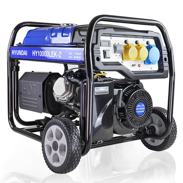Hyundai 8kW / 10kVA* Petrol Open Frame Site Generator, Recoil and Electric Start | HY10000LEK-2