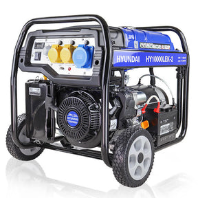 Hyundai 8kW / 10kVA* Petrol Open Frame Site Generator, Recoil and Electric Start | HY10000LEK-2
