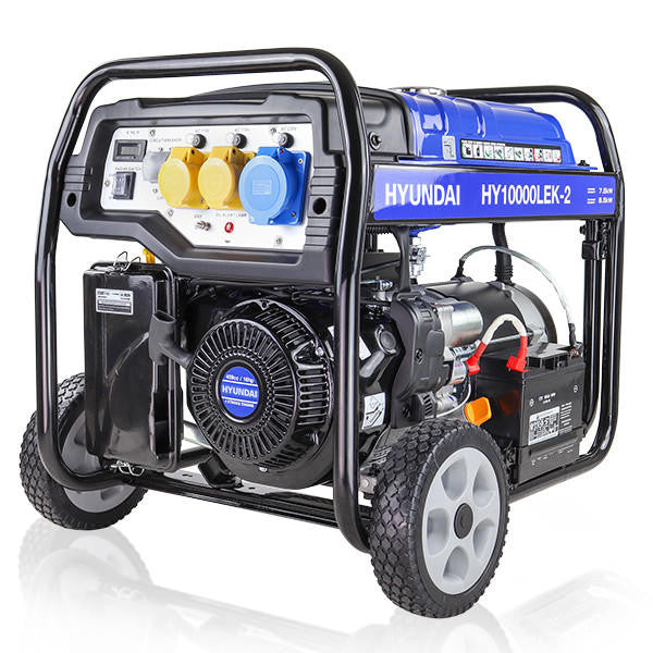 Hyundai 8kW / 10kVA* Petrol Open Frame Site Generator, Recoil and Electric Start | HY10000LEK-2