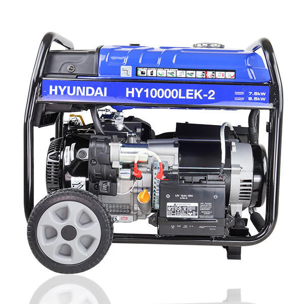 Hyundai 8kW / 10kVA* Petrol Open Frame Site Generator, Recoil and Electric Start | HY10000LEK-2