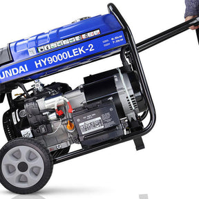 Hyundai 7kW / 8.75kVA* Petrol Open Frame Site Generator with Electric Start & Wheel Kit | HY9000LEK-2