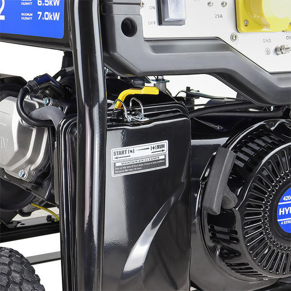 Hyundai 7kW / 8.75kVA* Petrol Open Frame Site Generator with Electric Start & Wheel Kit | HY9000LEK-2