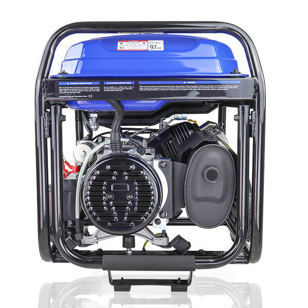 Hyundai 7kW / 8.75kVA* Petrol Open Frame Site Generator with Electric Start & Wheel Kit | HY9000LEK-2