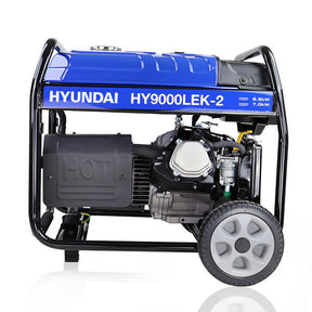 Hyundai 7kW / 8.75kVA* Petrol Open Frame Site Generator with Electric Start & Wheel Kit | HY9000LEK-2