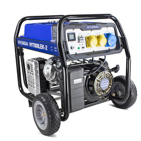 Hyundai 5.5kW / 6.8kVA* Petrol Site Open Frame Generator with Electric, Recoil Start & Wheel Kit| HY7000LEK-2