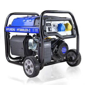 Hyundai 3.2kW / 4kVA* Petrol Site Open Generator with Electric, Recoil Start & Wheel Kit| HY3800LEK-2
