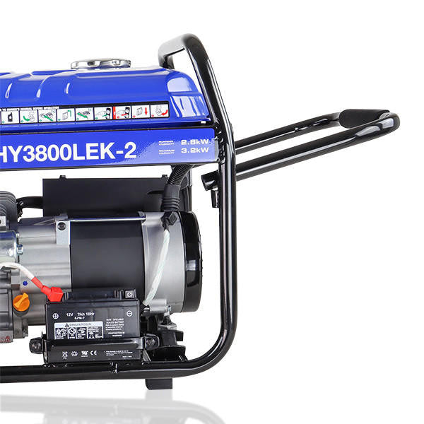 Hyundai 3.2kW / 4kVA* Petrol Site Open Generator with Electric, Recoil Start & Wheel Kit| HY3800LEK-2