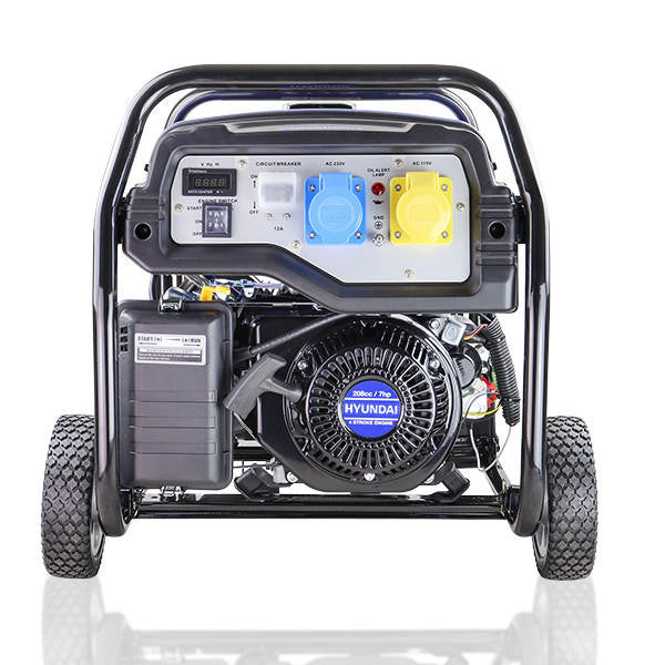 Hyundai 3.2kW / 4kVA* Petrol Site Open Generator with Electric, Recoil Start & Wheel Kit| HY3800LEK-2