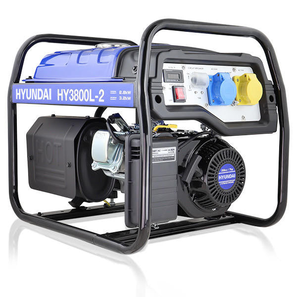 Hyundai 3.2kW / 4kVA* Petrol Site Open Generator with Recoil Start | HY3800L-2