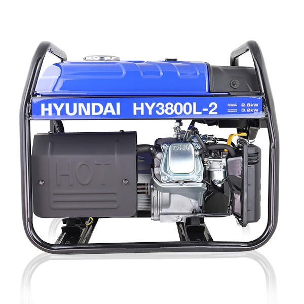 Hyundai 3.2kW / 4kVA* Petrol Site Open Generator with Recoil Start | HY3800L-2