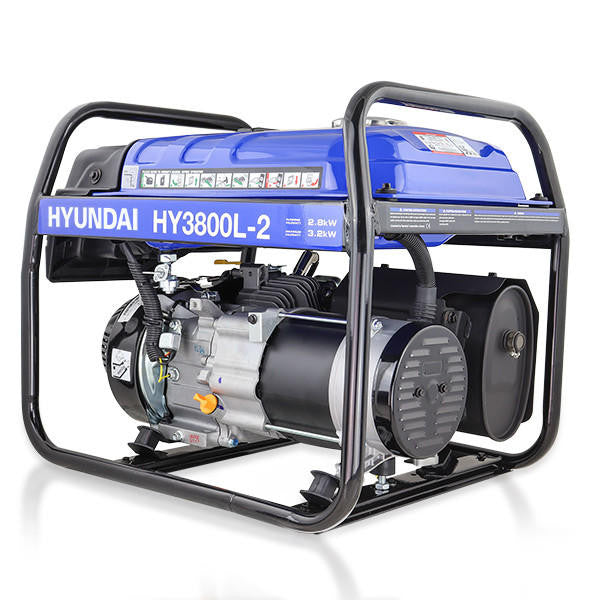 Hyundai 3.2kW / 4kVA* Petrol Site Open Generator with Recoil Start | HY3800L-2