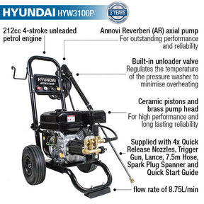 Hyundai 2800psi 212cc Petrol Pressure Washer | HYW3100P