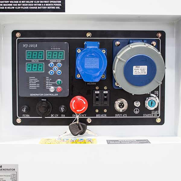 Hyundai 10kW / 12.5kVA* Diesel Standby Generator, 230v Single Phase Output, 3000rpm, Quiet Silenced Canopy | DHY12500SE