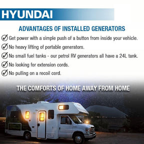 Hyundai Petrol 3.5kW Underslung Vehicle Mounted RVi Generator, Pure Sine Wave Output, Includes Fittings & Panel | HY3500RVi