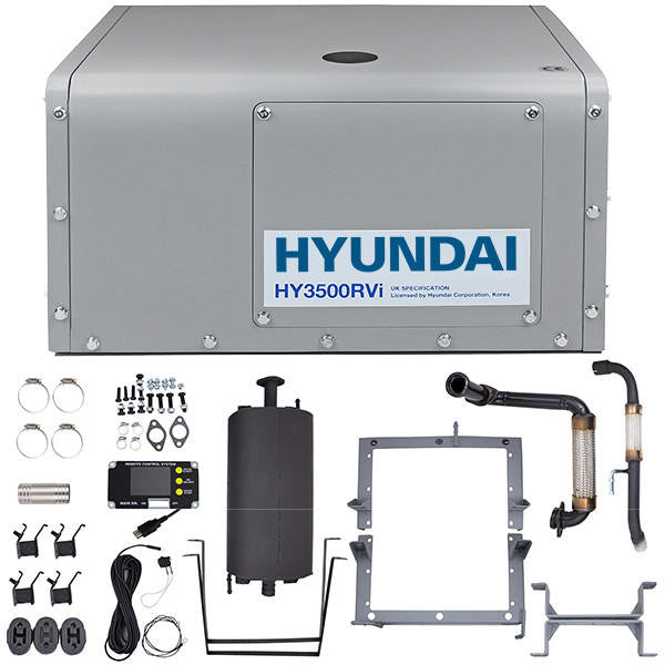 Hyundai Petrol 3.5kW Underslung Vehicle Mounted RVi Generator, Pure Sine Wave Output, Includes Fittings & Panel | HY3500RVi