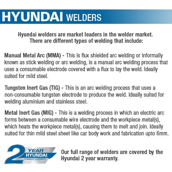 Hyundai 200A MIG / Welder Single Phase Pro series 230V | HYMIG-200I