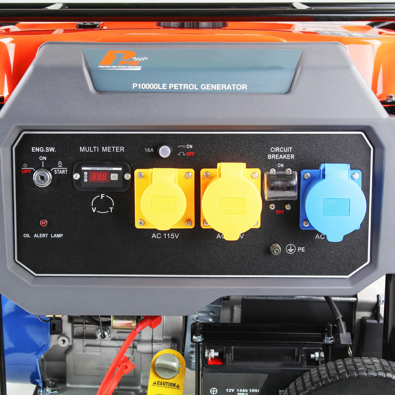 P1 7.9kW / 9.8kVa* Petrol Open Frame Site Generator, Electric Start & Wheel Kit | P10000LE
