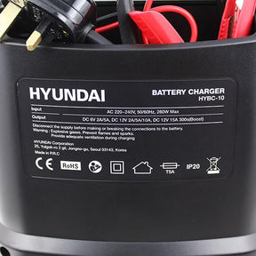 Hyundai 6v and 12v Battery Boost Charger, 15 Amp | HYBC-10