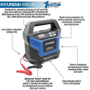 Hyundai Battery Boost Charger 12v and 24v | HYBC-20