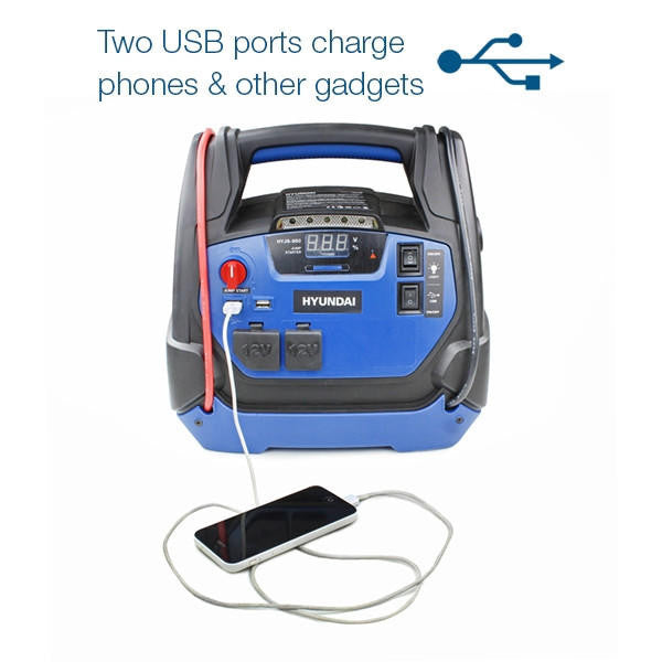 Hyundai 12v All In One Jump Starter With Air Compressor, LED Light and USB Charging | HYJS-950