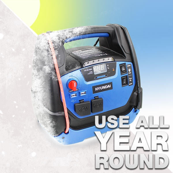 Hyundai 12v All In One Jump Starter With Air Compressor, LED Light and USB Charging | HYJS-950