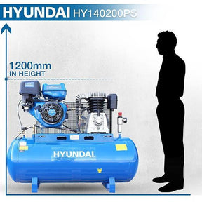 Hyundai 14hp 200L Petrol Belt Driven Air Compressor 29CFM 145psi | HY140200PES