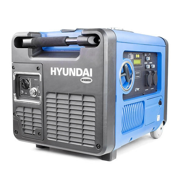 Hyundai 4000W / 4.0kW Portable Petrol Inverter Generator, Remote Keyfob & Electric Start, Wheel Kit & Closed Case Design | HY4500SEI
