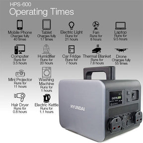 Hyundai 1000W / 1kW Portable Power Station | HPS-600
