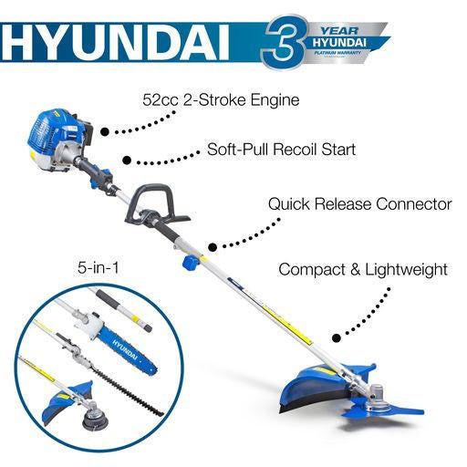 Hyundai 52cc Petrol Garden 5 in 1 Multi Tool | HYMT5200X-1