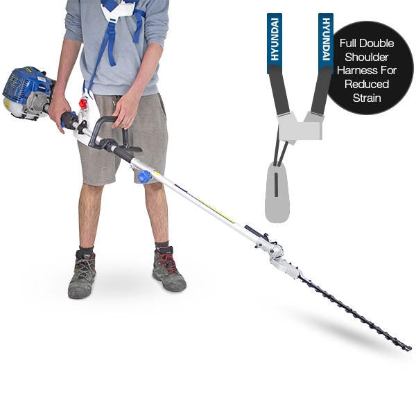 Hyundai 52cc 425mm Long Reach Petrol Pole Hedge Trimmer Pruner 2-Stroke | HYPT5200X