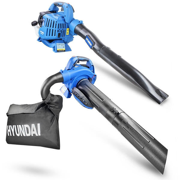 Hyundai 26cc 3-in-1 Petrol Leaf Blower, Garden Vac & Shredder, 157mph Air Speed, 40L Collection Bag | HYBV2600X