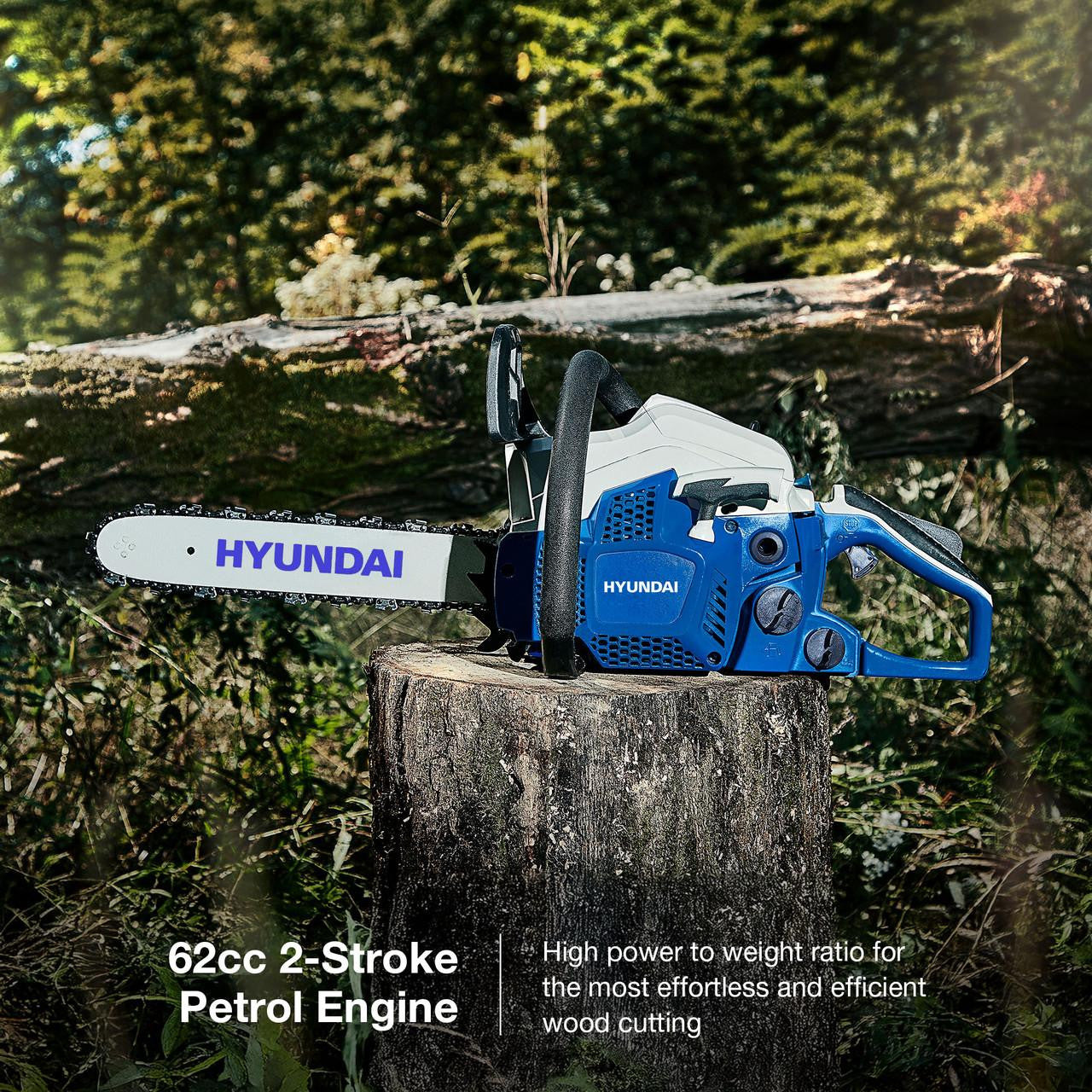 Hyundai 20" 50cm 62cc Petrol Chainsaw, 2-Stroke Easy-Start | HYC6200X